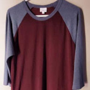 LuLaRoe Randy - Burgundy & Grey - XL